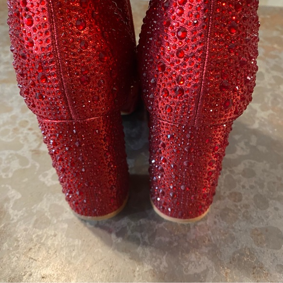 Jess Lea Boots Heel Ankle Woman’s 8 Bedazzled Beaded Studded Zip 4” square - Picture 8 of 15